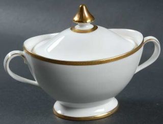 Royal Doulton Delacourt Sugar Bowl & Lid, Fine China Dinnerware   Gold Embossed