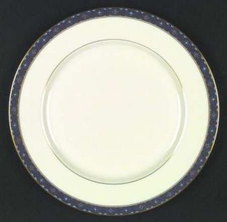 Gorham Delamere Dinner Plate, Fine China Dinnerware   Cream, Blue Border, Gold T