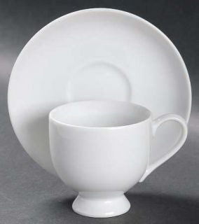 Mikasa Classic Flair White Footed Demitasse Cup & Saucer Set, Fine China Dinnerw