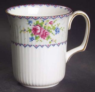 Royal Albert Petit Point Mug, Fine China Dinnerware   Hampton Shape, Floral, Squ