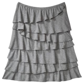 Merona Womens Knit Ruffle Skirt   Heather Gray   XS