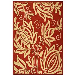 Indoor/ Outdoor Andros Red/ Natural Rug (67 X 96) (RedPattern FloralMeasures 0.25 inch thickTip We recommend the use of a non skid pad to keep the rug in place on smooth surfaces.All rug sizes are approximate. Due to the difference of monitor colors, so