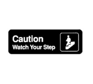 Winco Information CAUTION/WATCH YOUR STEP Sign w/ Symbol, 3 x 9 in, Black