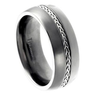 Daxx Mens Titanium Grooved with Braided Sterling Silver Inlay Band (8mm)   12