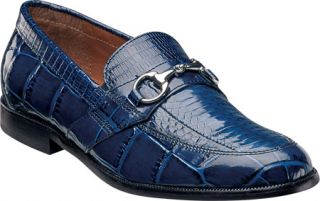 Mens Stacy Adams Servino 24871   Blue Reptile Print Leather Moc Toe Shoes