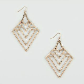 Geometric Cutout Earrings Gold One Size For Women 205632621