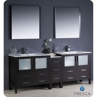 Fresca Torino 84 inch Espresso Modern Double Sink Bathroom Vanity With Side Cabinet And Undermount Sinks