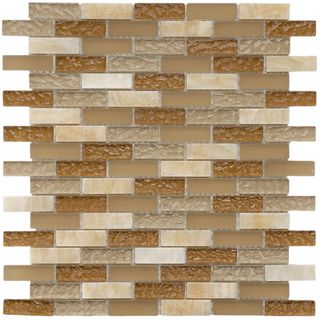 Somertile 12x12 in Reflections Subway 5/8x2 in Amber Glass/stone Mosaic Tile (pack Of 10)