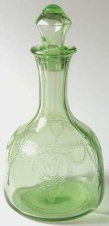 Anchor Hocking Cameo Green Non Frosted Decanter with Stopper   Green, Depression