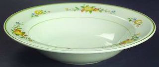 Noritake Lineage Rim Soup Bowl, Fine China Dinnerware   Versatone I,Yellow Flora