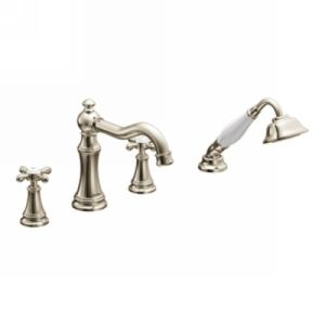 Moen TS21102NL Weymouth Two Handle Diverter Roman Tub Faucet with Handshower