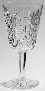Waterford Clare Water Goblet   Cut, Criss Cross, Curved Lines, Cut Foot