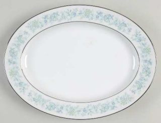 Noritake Milford (2227) 11 Oval Serving Platter, Fine China Dinnerware   Blue/G