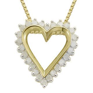 CT. T.W. Diamond Heart 14K Yellow Gold Over Sterling Silver Pendant, Womens