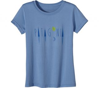 Girls Patagonia Moonscape Logo T Shirt   Railroad Blue Graphic T Shirts