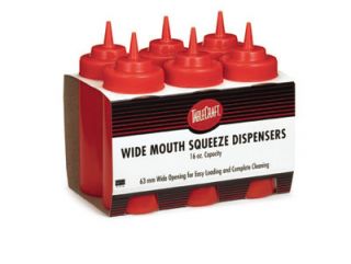 Tablecraft Cash And Carry Wide Mouth Squeeze Dispenser, 16 oz, Red