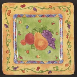 Sango Sangria Square Salad Plate, Fine China Dinnerware   Sue Zipkin,Fruit Motif