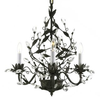 Gallery Wrought Iron Crystal 3 light Chandelier