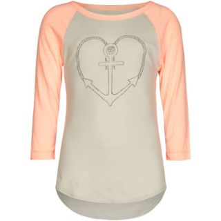 Anchored Girls Baseball Tee Grey/Coral In Sizes Large, X Large, Small, Med