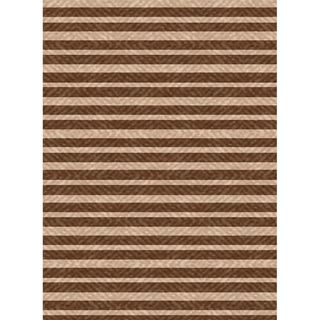 Machine woven Brown/beige Indoor/outdoor Summer Stripe Patio Rug (110 X 211)