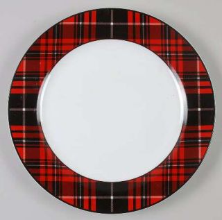 Home Traditional Holiday Dinner Plate, Fine China Dinnerware   Black And Red Pla