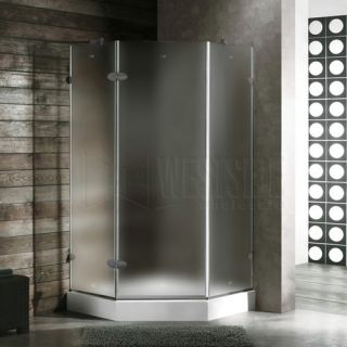 Vigo Industries VG6061BNMT38WR Shower Enclosure, 38 x 38 Frameless NeoAngle 3/8 Right Door w/White Base Frosted/Brushed Nickel