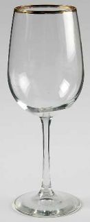 Unknown Crystal Unk11849 Water Goblet   Gold On Safety Lip, Smooth Stem