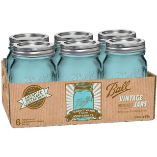 Ball Canning Jar Regular Mouth W/lid 6/pkg  Pint, Heritage Collection Blue