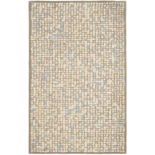 Martha Stewart Mosaic Hickory/ Beige Wool/ Viscose Rug (4 X 6)