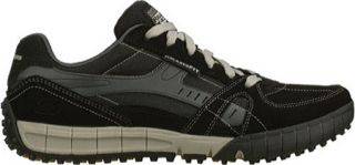 Mens Skechers Relaxed Fit Floater   Black/Gray Suede Shoes