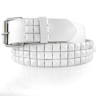 Jk Belts Unisex Imitation Leather 3 row White Metal Studded Belt