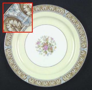 Noritake Claire Dinner Plate, Fine China Dinnerware   Brown Border, Floral Cente