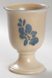 Pfaltzgraff Folk Art China Goblet, Fine China Dinnerware   Blue Floral Design On
