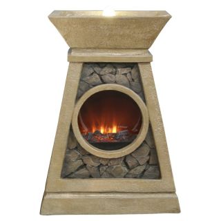 Alpine Fire Fountain Column with LED Lights and Round Fire Box Multicolor  