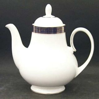 Royal Doulton Rochelle Coffee Pot & Lid, Fine China Dinnerware   Gold Design On