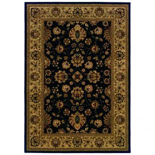 Small Traditional Black/ Ivory Area Rug (110 X 33)