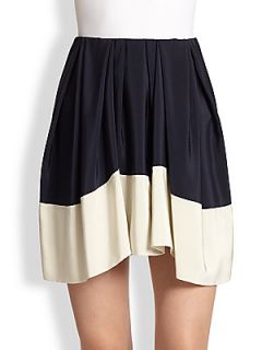 3.1 Phillip Lim Silk Satin Colorblock Skirt   Midnight Bone