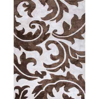 Hand tufted Transitional Abstract Pattern Ivory Rug (8 X 11)