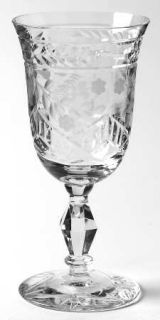 Rock Sharpe Marina Juice Glass   Stem #1008,Cut Horizontal/Floral Design
