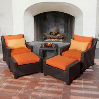 RST Outdoor Deco Tikka 5 Piece Club Chair and Ottoman Set Multicolor   OP 