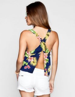 Tropical Print Womens Tank Navy Combo In Sizes Small, Large, X Large,