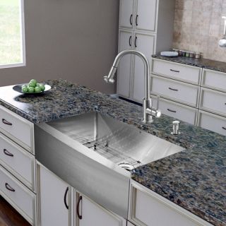 Vigo Industries VG15278 Kitchen Sink Set, All In One 30 Farmhouse Sink amp; Faucet Stainless Steel