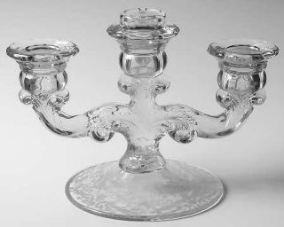 Cambridge Chantilly Candlestick 3 Light Holds 1 Bobches   Stem #3625, Etched