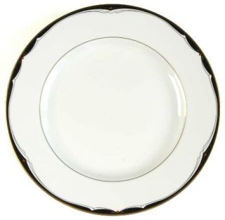 Mikasa Coronet Salad Plate, Fine China Dinnerware   Black Panels/Gold Dots/Red T