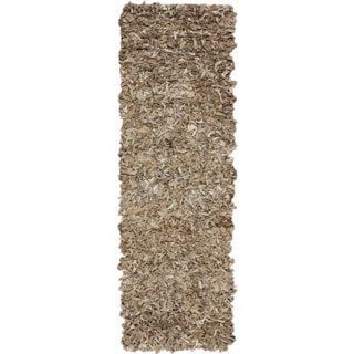 Nuloom Handmade Alexa Premium Leather Beige Shag Rug (26 X 8) (MultiPattern SolidMeasures 1.5 inches thickTip We recommend the use of a non skid pad to keep the rug in place on smooth surfaces.All rug sizes are approximate. Due to the difference of moni