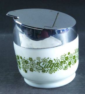 Corning Spring Blossom Glass Sugar Bowl & Plastic Lid, Fine China Dinnerware   C