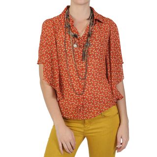 T By Hailey Jeans Co. Womens Bat Sleeve Button up Chiffon Top