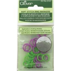 Clover Green/purple Plastic Soft stitch Ring Markers (pack Of 30)