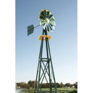 Decorative Green and Yellow Powder Coated Metal Backyard Windmill   BYW0128