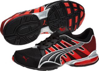 Childrens PUMA Voltaic 3 Fade Jr   Black/High Risk Red/Puma Silver Training Sho